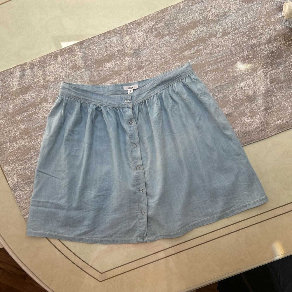 Ardene Light Blue Button-Front Skater Skirt